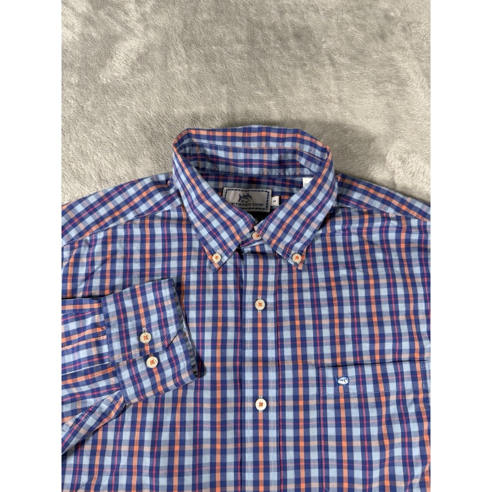 Southern Tide Shirt Mens Medium Blue Purple Plaid Classic Fit Button Up